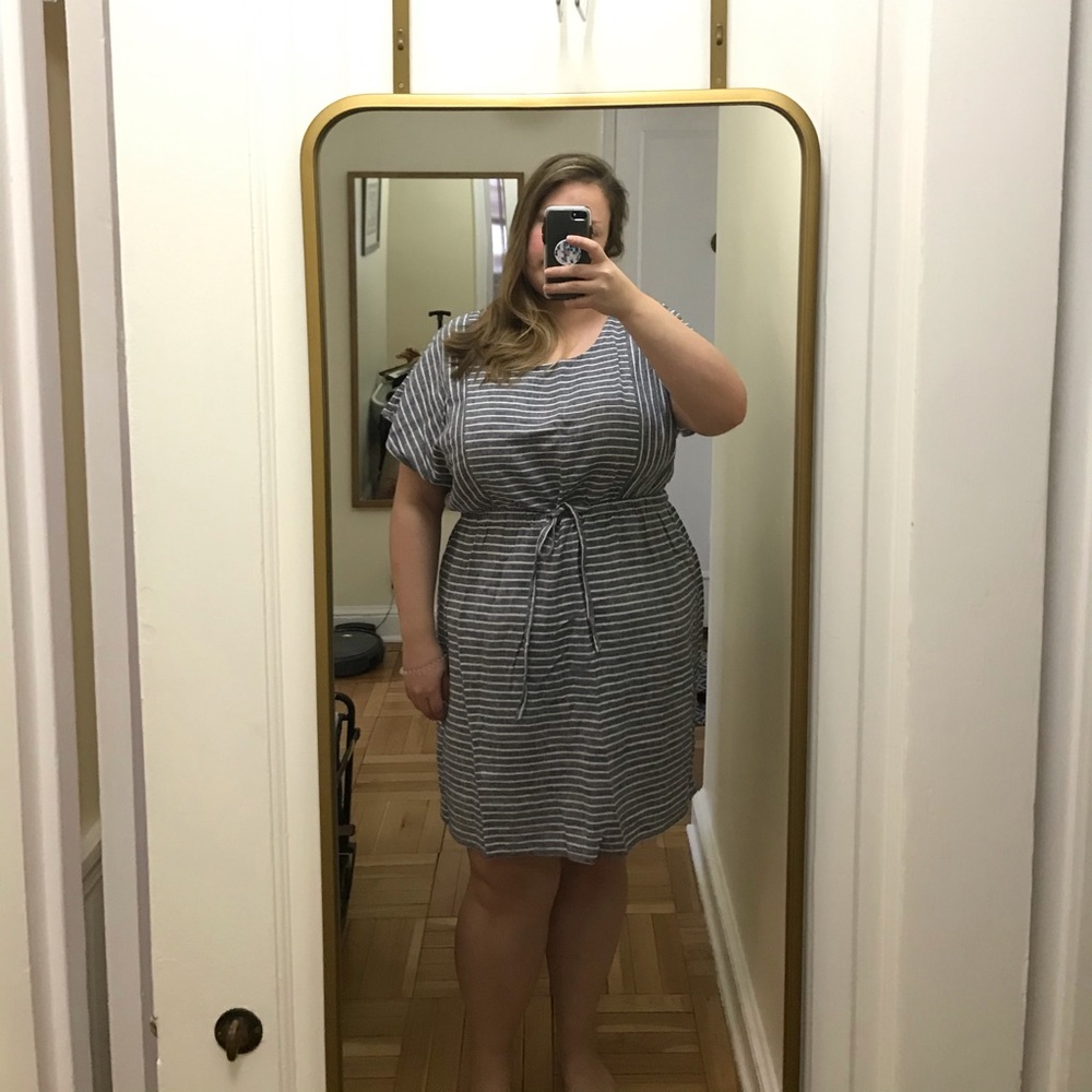Striped linen blend dress
